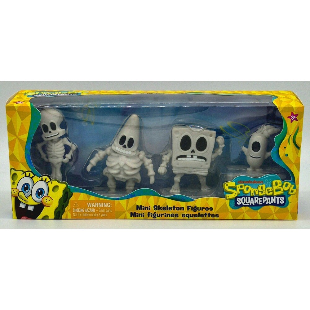 SpongeBob SquarePants Mini Skeleton Figures 4 Pack Halloween New